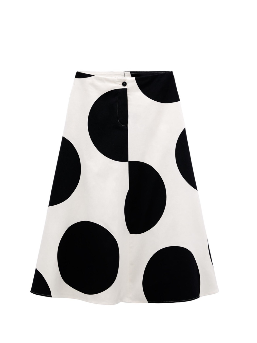 Zara Black and White Large Polka Dot A-Line Skirt